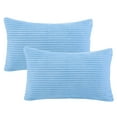 thumbnail image 4 of Fluffy Corduroy Velvet Solid Color Suqare Cusion Accent Decorative Throw Pillow for Couch, 12" x 20", Sky Blue, 2 Pack, 4 of 6