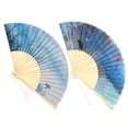 thumbnail image 2 of 2Pcs Pattern Painting Gift Bamboo Handheld Folding Fan for Dancing Party Decoration, 2 of 8