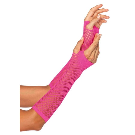 Women's Triangle Net Fingerless Gloves, Neon Pink, One Size