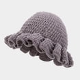 thumbnail image 4 of Delayuji Womens Bucket Hat Handmade Crochet Ruffled Knit Hat Fashiona Colorful Wide Brim Hat Sun Hat Hiking Take Photos Grey One Size, 4 of 4