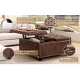 thumbnail image 4 of 32 Inch Large Storage Ottoman with Lift Top, Square PU Leather Coffee Table with Button Tufted and Wooden Legs, Oversized Storage Footstool for Living Room, Brown, 4 of 6