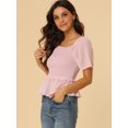thumbnail image 4 of INSPIRE CHIC Women's Ruffle Peplum Square Neck Flare Short Sleeve Crop Smocked Blouse, 4 of 6