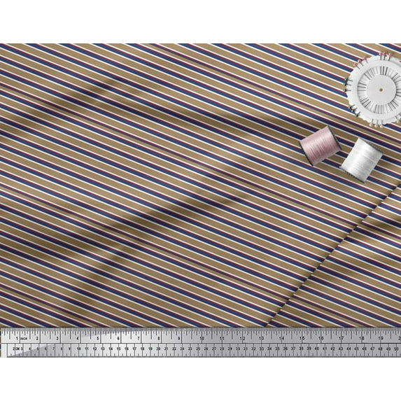 Soimoi Georgette Viscose Fabric Horizontal Stripe Print Fabric by Yard 42 Inch Wide
