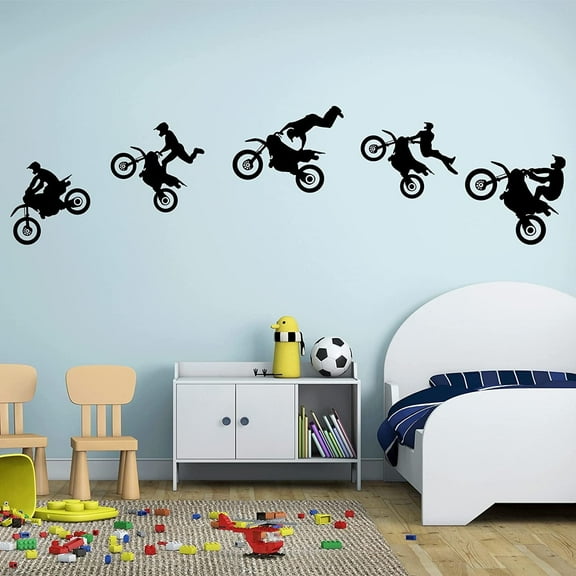 Lnrkai Dirt Bike Stickers Motorcycle Wall Decal Peel Sports Wall Sticker for Boys Bedroom Home Decor