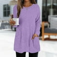 thumbnail image 2 of Baberdicy Women's Long Sleeve Shirts Ribbed Knit Crew Neck Lightweight Loose Fit Casual Pullover Tops, Purple 3Xl, 2 of 9