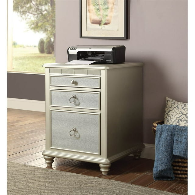 Furniture of America Laramour Transitional File Cabinet in Silver