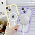 thumbnail image 3 of Compatible for iPhone 15 Case Magsafe, Wave Phone Case Cute Water Ripple Candy Colors Frame Shockproof for iPhone 15 Phone Case for Women 6.1 Inch - White, 3 of 7