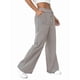 thumbnail image 3 of Pantalones de Salón A Rayas de Pierna para Mujer, Cintura Elástica y Bolsillos Marrón L, 3 of 9