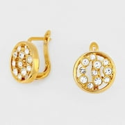 Crystal Accented Circle Outline Metal Earrings