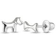 thumbnail image 1 of Boucles d'Oreilles Chien et Os pour Enfants / Filles à Vis - Argent Sterling, 1 of 4