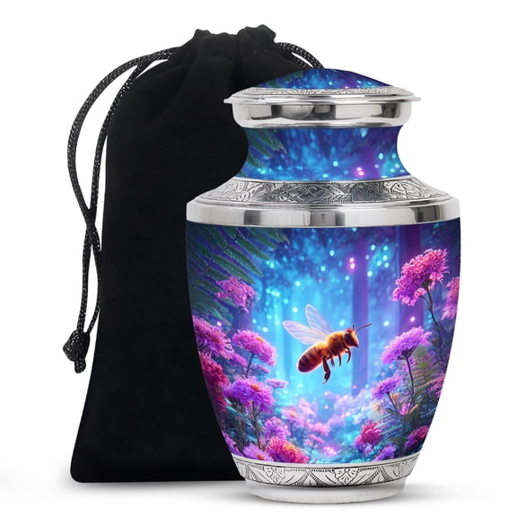 MUKTIVE Bee Urns for Cremation Ashes Mother & Father, Large Blue Burial Urns for Adult Male, Unique Memorial Urn for Ashes for Women, Blue Funeral Urn for Men, 10 Inch