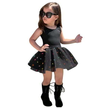 

Toddler Kids Baby Girls Outfit Summer Solid Tops+ Tutu Gauze Sequin Skirt Outfits Set Baby Clothes