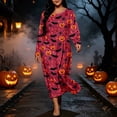 thumbnail image 5 of SELONE Long Nightgowns for Women Long Sleeve Plus Size Halloween Pajamas Dress Pumpkin House Dress Party Nightwear, 5 of 8