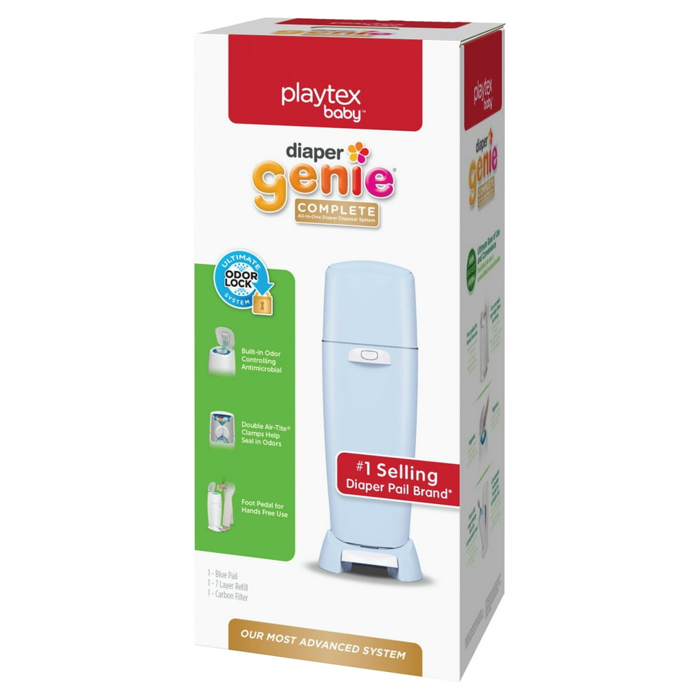 Playtex Diaper Genie Complete Blue Diaper Pail with 1 Refill Walmart