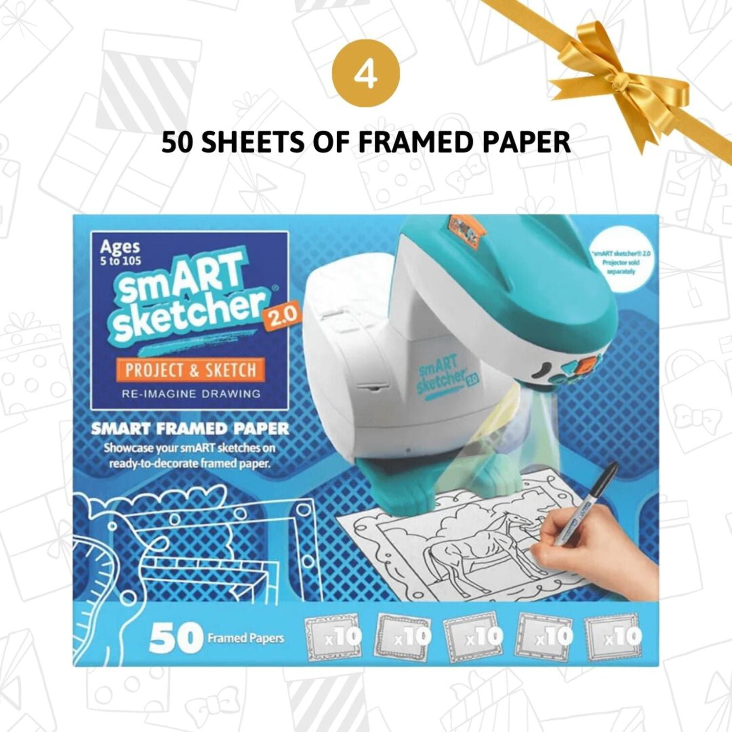 smART Sketcher ­2.0 Projector Bundle, Includes 2 Creativity Packs, 50 Sheets Framed Paper, Art Projector for Tracing, Birthday Gift for Kids 5+