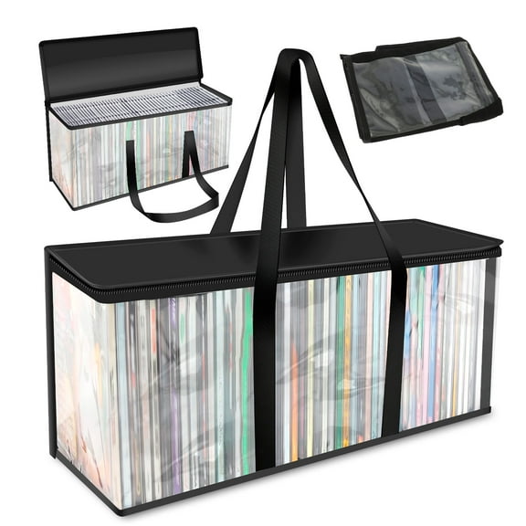 DVD Storage Bags (Set of 3) Media Organizer Bag Transparent PVC Media Storage for DVDs CDs Blu Ray Disc Movie Cases VHS Box Video Game Disks Clear Plastic Holders with Carrying Handles and Zipper