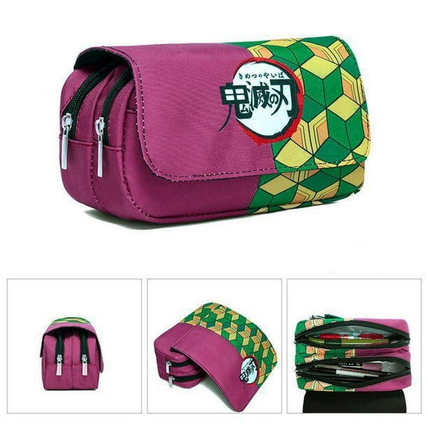 PAEAN Lindo Estuche para lápices Demon Slayer De vuelta a la escuela Estuche Demon Slayer Kimetsu No Yaiba Suministros de oficina y escuela Bolsas De Anime|Estuche de lona con cremallera Titular de pa