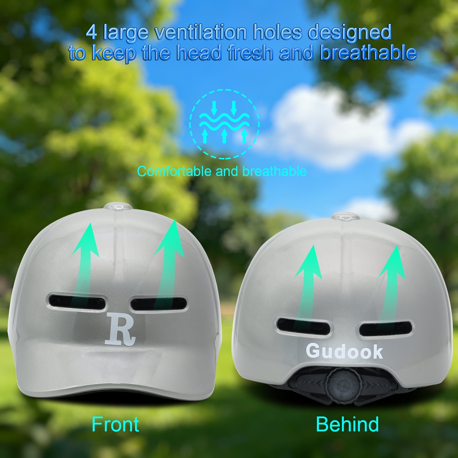 Adult bicycle helmet, unisex - comfortable, lightweight, adjustable baseball cap style cycling helmet, suitable for urban commuting, road cycling, rollerblading, and scooter riding.