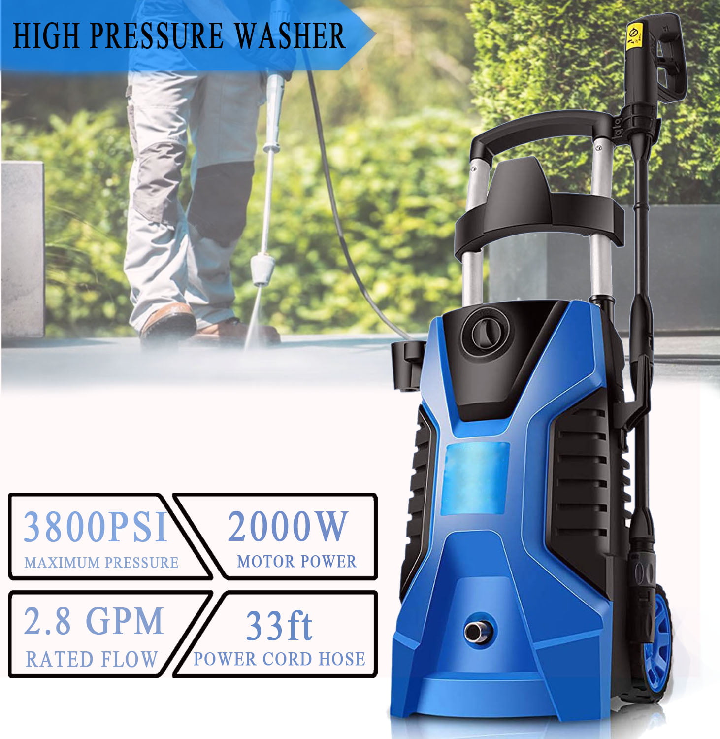 Details about   3800PSI  Electric Pressure Washer High Power Water Cleaner Sprayer 4Nozzle US