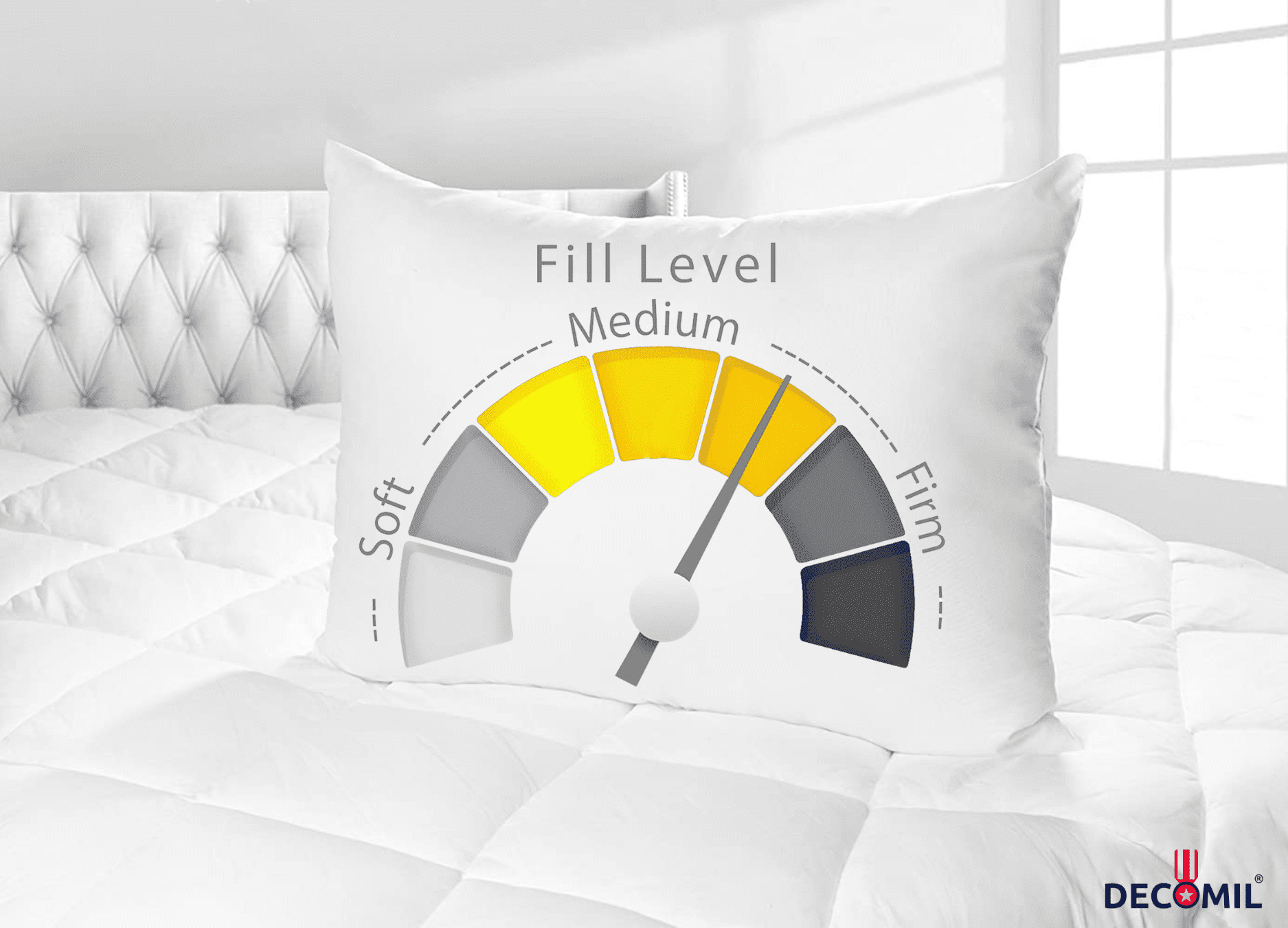 DECOMIL Luxury Sleeping Pillows, 100% Cotton, Standard/Queen, 2 Pack