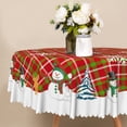thumbnail image 3 of Winter Snowman Christmas Round Tablecloth,60 Inch,Washable Table Cover for Holiday Dining Kitchen Decor, 3 of 6