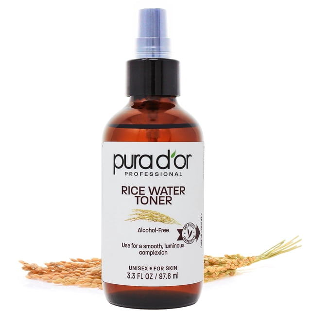 Tónico facial PURA D'OR, agua de arroz, 100 ml, iluminador e hidratante