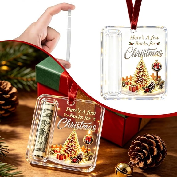 Christmas Cash & Treat Holder Ornament,xmas Tree Money Ornaments,Fun Money Holder For Cash,xmas Tree Hanging Decor,Acrylic Cash Ornament,Hanging Cash Ornament,Holiday Keepsake