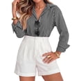 thumbnail image 3 of Fantaslook Striped Button Down Shirts for Women Classic Long Sleeve Collared Office Work Blouses Tops, 3 of 12