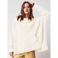 thumbnail image 4 of Sudadera con Capucha Extragrande para Mujer, Jersey con Mangas Murciélago y Cuello Redondo, Jersey con Diseño de Gofre Crema M, 4 of 7