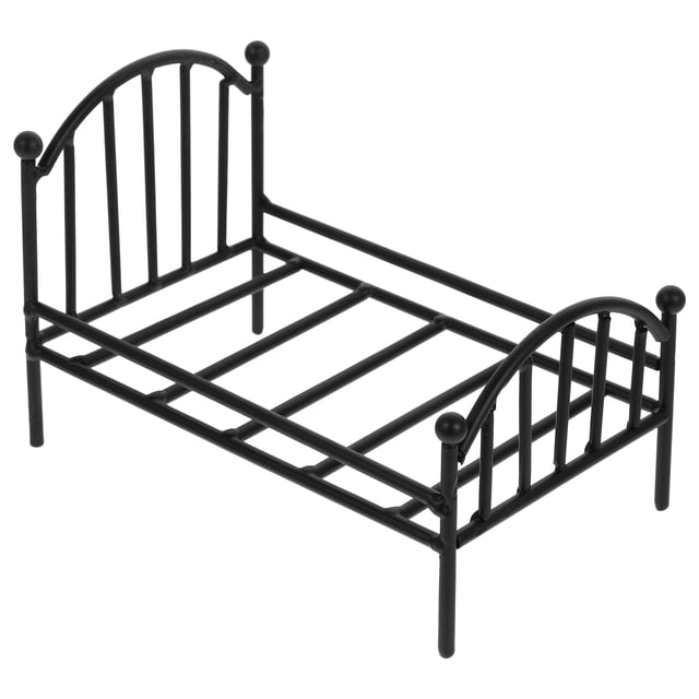Marco de cama de metal en miniatura muebles de cama en mini casa modelo de dormitorio de casa pequeña accesorio