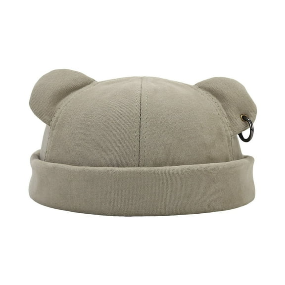 BAODANN Fall Winter Hats for Women Men Street Fashion Bear Ear Hop Hat Warm Thickened Cap Unisex Brimless Cap Wool Large 90s Hat French Hat Male Men French