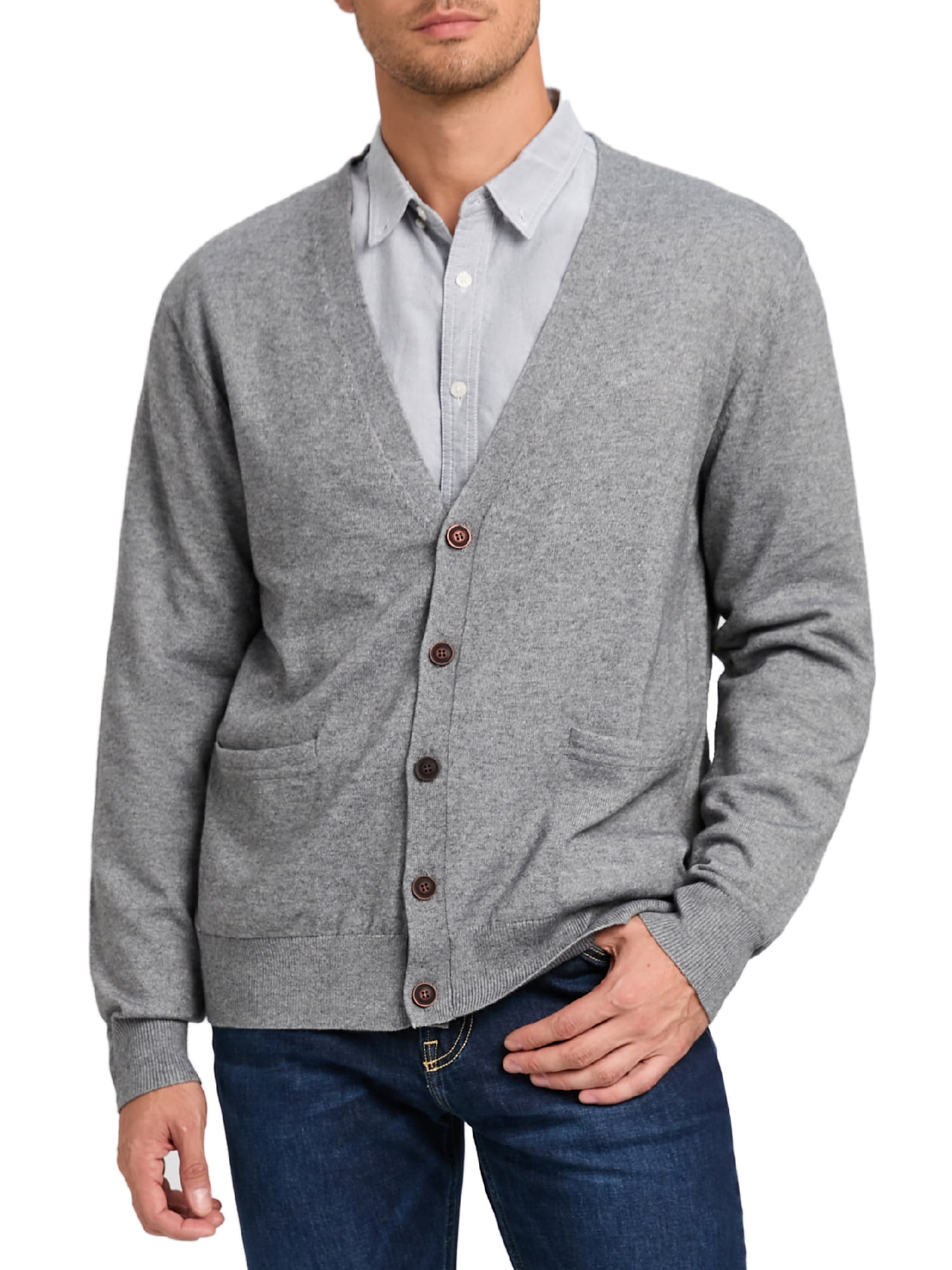 Kallspin Men’s Cardigan Sweater Cashmere Wool Blend V Neck Buttons ...