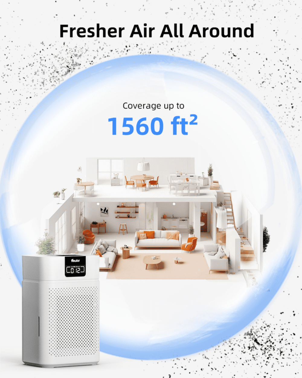 Air Purifiers Up To 1560 sqft H13 HEPA Air Cleaner For Pets Smell Smoke Pollen