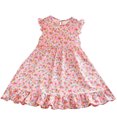 thumbnail image 2 of LOVZFMLL Robe Princesse en Maille à Manches Courtes et Col Rond pour Filles Été Couleur Unie pour Enfants, 2 of 3