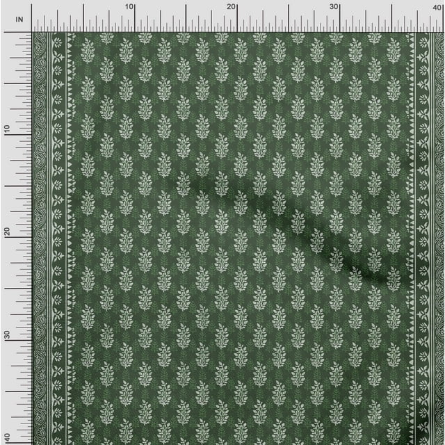 Soimoi Poly Georgette Fabric Leaves Panel Print Fabric by Yard 42 Inch Wide