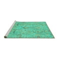 thumbnail image 2 of Ahgly Company Machine Washable Indoor Rectangle Oriental Turquoise Blue Traditional Area Rugs, 5' x 8', 2 of 4