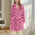 thumbnail image 6 of Rohuuque Women's Robes with Hood Thick Flannel Robe Long Hooded Bathrobe Plush Brushed Cotton Soft Cozy Sleepwear Night Dress Hot Pink B, 6 of 6