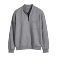 thumbnail image 5 of TKKCS Mens Waffle Knit Quarter Zip Sweatshirts Relaxed Fit Stand Collar Casual Long Sleeve Pullover Tops with Chest Pocket Gray XL, 5 of 10
