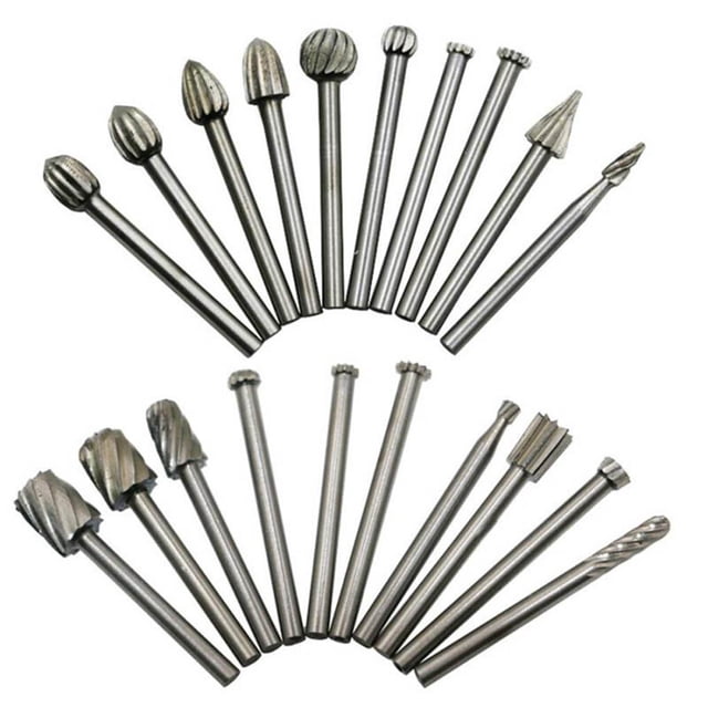 Riwesomey Nuevo Broca de escofina giratoria de 20 piezas, broca de pulido para carpintería, vástago de 3mm, broca Herramientas manuales y eléctricas