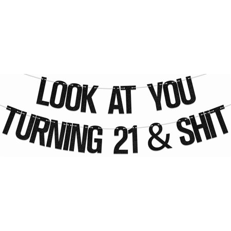 Look At You Turning 21 Banner, 21st Birthday Banner, 21st Birthday Decorations, Rip Fake ID, Happy 21st Birthday Party Decor Supplies Gold