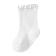 thumbnail image 2 of ITSAME Baby Girls Crew Socks Ruffle Cuff Breathable Cotton Thin Solid Color Mid-Calf Casual Socks for Infants White Size 12M, 2 of 7