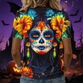 thumbnail image 6 of Jsaierl Womens Halloween Shirts Cute Witch Graphic Tees Vintage Work V Neck T-Shirts Short Sleeve Dressy Casual Blouse Tops Halloween Party Supplies,Sizes S-2XL, 6 of 7