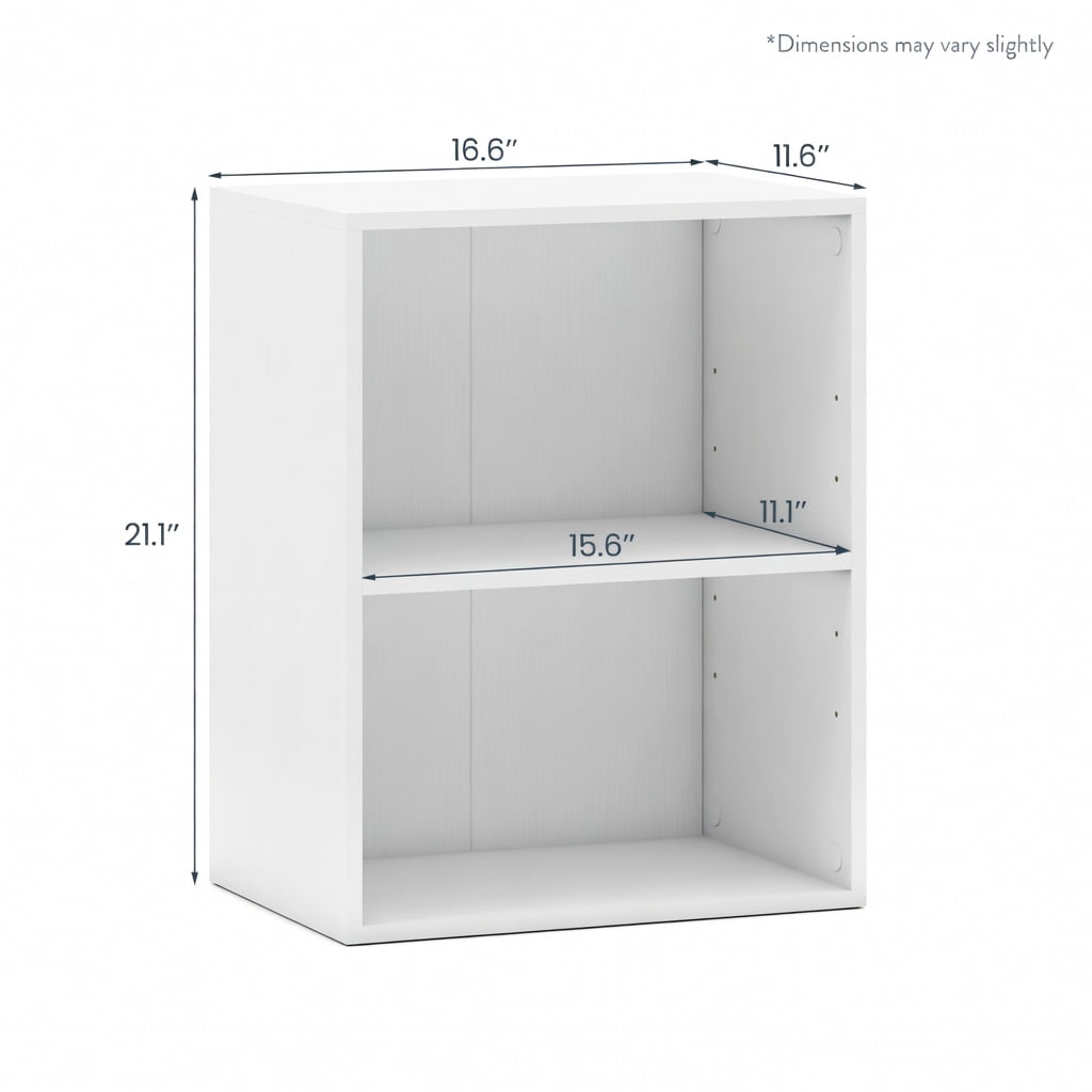 Topcobe 2-Cube Bookcase Floor Standing Open Bookshelf with 5-Position Adjustable Shelf, Corner Bookshelf, Storage Shelf, Book Organizer-White
