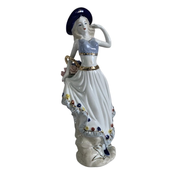 Estatua de dama de porcelana Colección de artesanías Figura de niña de cerámica Estatua de niña, moderna Estilo C