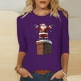thumbnail image 2 of LiMoi Women's Holiday Santa Print Three Quarter Sleeve Tees Round Neck Comfortable Shirt for Christmas Tops Tshirts Blouse My Items, 2 of 5