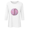 thumbnail image 4 of IROINNID Discount Breast Cancer Pullover for Women Breast Cancer Awareness Casual Printed Loose T-shirt 3/4 Sleeves Blouse Round Neck Tops,White, 4 of 5