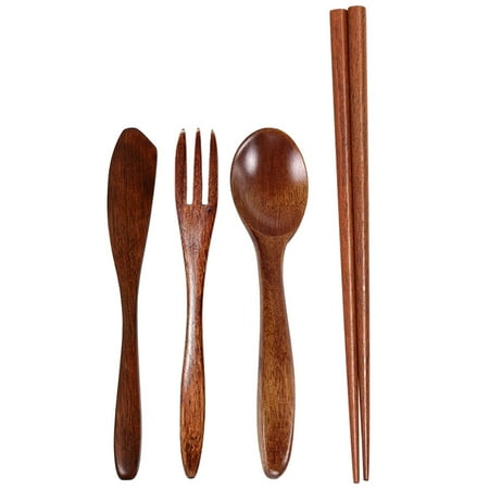 

1 Set Wooden Spoon Fork Cutter Chopsticks Cutlery Wooden Dinner Utensil Kitchen Wooden Flatware Tableware