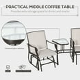 thumbnail image 6 of Patio Furniture Sets Outsunny Outdoor Glider Chairs with Coffee Table, Patio 2-Seat Rocking Chair Swing Loveseat with Breathable Sling for Backyard, Garden, and Porch, Beige,Outdoor Dining Sets, 6 of 10