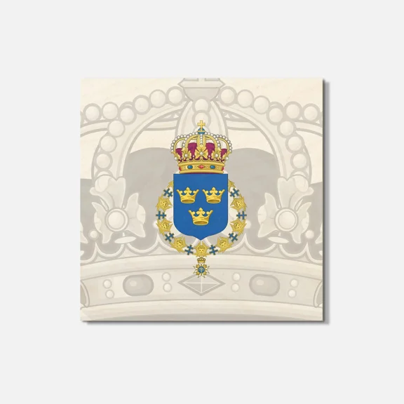 Sweden Coat Of Arms 4'' X 4'' Square Wooden Coaster