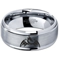 thumbnail image 2 of Tungsten Dragon Dragons Fire Breather Folklore Band Ring 8mm Men Women Comfort Fit Gray Step Bevel Edge Brushed Polished, 2 of 4